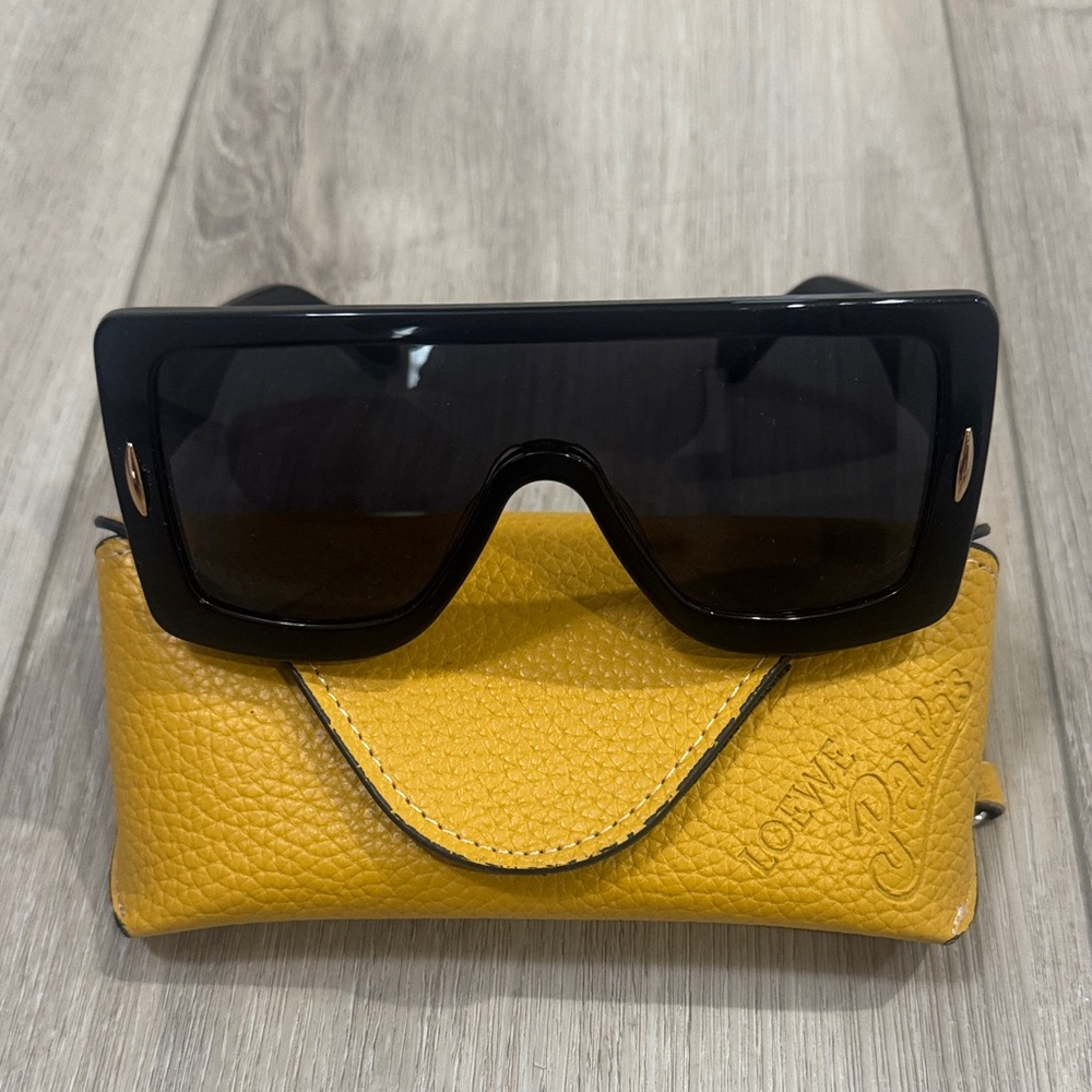 Loewe Black Sunglasses with Bold Yellow Case
